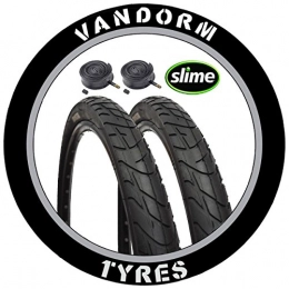 Vandorm Spares Vandorm Wind 210 26" x 2.10" MTB Slick Tyres (PAIR) - P1184 and Schrader SLIME Tubes x 2