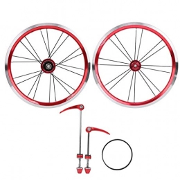Demeras Spares 16in Bicycle Wheelset Bicycle Rear Wheel Double Wall MTB Rim Disc Brake for Mountain Bike(Red)