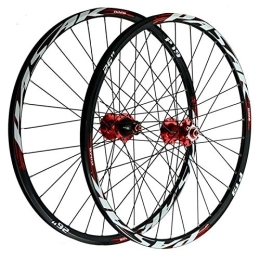 SN Mountain Bike Wheel 26 27.5 29 Inch Front Rear Bike Wheel Set MTB Wheelset Double Wall Rim 6 Nail Disc Brake Quick Release 32 Hole For 7-12speed Flywheel (Color : Red Hub red label, Size : 27.5inch)