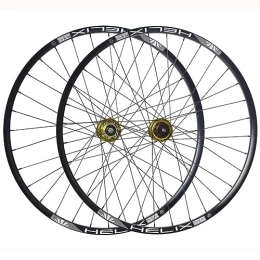OMDHATU Spares 26 / 27.5 / 29 Inch Mountain Bike Wheelset Disc Brake Sealed Bearing Support 8-12 Speed Cassette Thru Axle Wheel Set Front 100 * 15mm Rear 142 * 12mm (Color : Gold, Size : 27.5inch)