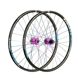 ZFF Mountain Bike Wheel 26 27.5 29 Inch MTB Wheelset Aluminum Alloy Double Wall Rim Mountain Bike Wheel Disc Brake Quick Release 7 / 8 / 9 / 10 / 11 / 12speed Cassette 28 Holes Front And Rear Wheels (Color : Purple, Size : 29'')