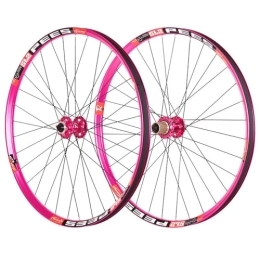 DFNBVDRR Spares 26 / 27.5 / 29'' Mountain Bike Wheelset Alu Alloy Rim 6 Blots Disc Brake Quick Release 120 Clicks 32 Holes Hub MTB Wheel Set (Color : Pink, Size : 27.5in)