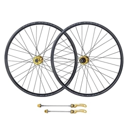 Generic Mountain Bike Wheel 26 / 27.5 / 29" Mountain Bike Wheelset Disc Brake MTB Rim Quick Release Wheels 32H Hub For 7 / 8 / 9 / 10 / 11 Speed Cassette Bicycle Wheelset 1900g (Color : Gold, Size : 26'') (Gold 27.5)