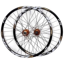 SN Spares 26" / 27.5" / 29" MTB Bike Front & Rear Wheel Set Cassette Disc Brake Wheelset Double Wall Alloy Rim Quick Release 32Holes 7 / 8 / 9 / 10 / 11 Speed (Color : Gold Hub gold logo, Size : 27.5IN)