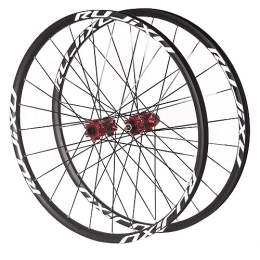 ZFF Mountain Bike Wheel 26 / 27.5 / 29inch MTB Wheelset Thru Axle Mountain Bike Wheel Aluminum Alloy Double Wall Rim Six Holes Disc Brakes Front And Rear Wheels 8 / 9 / 10 / 11 Speed Cassette 24Holes (Color : Red, Size : 27.5'')