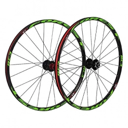 CWYP-MS Spares 26 / 27.5 Inch Bicycle Wheelset MTB Rim, Double Wall Aluminum Alloy Disc Brake 24 Hole Hybrid / Mountain 11 speed (Color : Green, Size : 26inch)