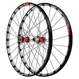 DaGuYs Mountain Bike Wheel 26 / 27.5 Inch Mountain Bike Wheels Thru Axle / Quick Release Bike Front and Rear Wheel Set Disc Brake Freewheel Rim 7 8 9 10 11 12 Speed Cassette Sealed Bearings (Red qr)