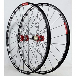 SN Spares 26 27.5 Inch Mountain Bike Wheelset Rim Front Rear Wheel Set Quick Release CNC 24 Holes Double Wall Alloy Rim For 7 / 8 / 9 / 10 / 11 / 12 Speed (Color : Red carbon hub, Size : 26inch)