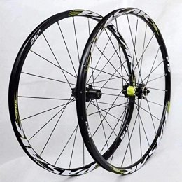 MGE Mountain Bike Wheel 26 / 27.5 Inch MTB Bike Wheel Set Mountain Bike Wheels Double Wall Rims Cassette Hub Sealed Bearing Disc Brake QR 7-11 Speed Bike Wheelset (Color : Green, Size : 27.5)