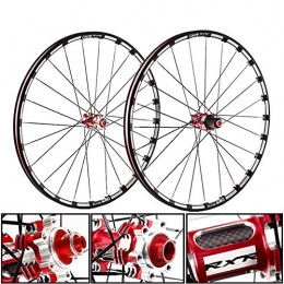 CHUDAN Mountain Bike Wheel 26 / 27.5 Inches Bicycle Wheelset Rear Wheel, Carbon Fiber Hub Double Cycling Wheels MTB Disc Brake Wheelset Fast Release 9-11 Speed Sealed Bearings 24H, Red, 27.5in