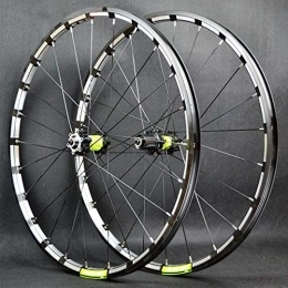 SN Spares 26'' 27.5'' Mountain Bicycle Wheels Set Front Rear Bike Wheelset Double Wall Rim 24 Holes Quick Release Disc Brake For 7 / 8 / 9 / 10 / 11 / 12 Speed (Color : Black green hub, Size : 26inch)