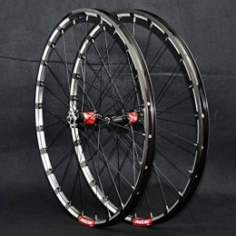 SN Spares 26'' 27.5'' Mountain Bicycle Wheels Set Front Rear Bike Wheelset Double Wall Rim 24 Holes Quick Release Disc Brake For 7 / 8 / 9 / 10 / 11 / 12 Speed (Color : Black red hub, Size : 27.5inch)