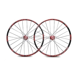 ZFF Mountain Bike Wheel 26 / 27.5inch Mountain Bike Wheelset Quick Release Disc Brakes MTB Wheels Aluminum Alloy Double Wall Rim 24holes Spokes Bike Wheels Fit 8 / 9 / 10 / 11speed Cassette (Color : Red, Size : 26'')