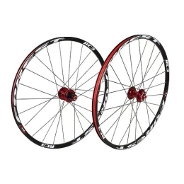 ZFF Mountain Bike Wheel 26 27.5inch MTB Wheelset Disc Brake Quick Release Mountain Bike Wheel Front 2 Rear 5 Bearings Aluminum Alloy Double Wall Rim 7 / 8 / 9 / 10 / 11 Speed Cassette 24 Holes (Color : Red, Size : 26'')