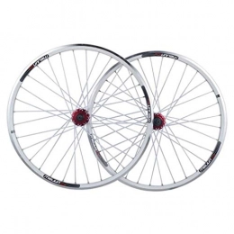 CWYP-MS Spares 26 inch Bicycle Wheelset, Double Wall Aluminum Alloy Hybrid Disc Type V Brake Quick Release Shield Bearing 8 9 10 Speed Mountain Bike (Color : White)
