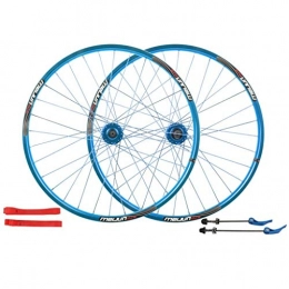 HWL Spares 26 Inch Bike Wheelset, Double Wall MTB Rim Quick Release Hub Disc Brake Racing Road Cycling Wheels 32 Hole 8 9 10 11 Speed (Color : Blue)