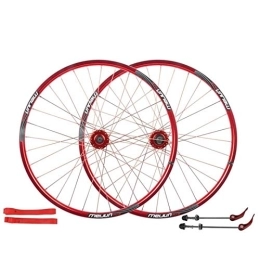 ZFF Mountain Bike Wheel 26 Inch Mountain Bike Disc Brake Wheelset 32 Hole Bicycle Wheel Aluminum Alloy Double Wall Quick Release 7 / 8 / 9 / 10 Speed Cassette (Color : Red)