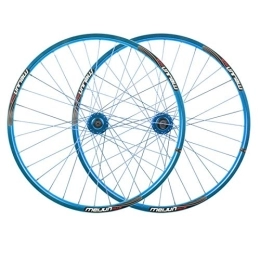 KANGXYSQ Mountain Bike Wheel 26 Inch Mountain Bike Wheelset Disc Brake Front Rear Wheel Set 32 Hole Bicycle Wheels Double Wall MTB Rim Quick Release 7 8 9 10 Speed (Color : Blue)