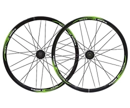 Generic Mountain Bike Wheel 26" Mountain Bike Disc Brake Wheelset Quick Release Bicycle Wheels MTB Rim Flat Spokes 24H QR Hub For 7 / 8 / 9 / 10 Speed Cassette 2330g (Color : Green A, Size : 26in) (Green a 26in)