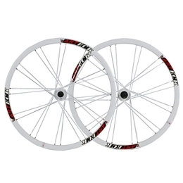 Generic Mountain Bike Wheel 26" Mountain Bike Wheelset 24H Bicycle Rim MTB Disc Brake Wheels Flat Spokes Quick Release Hub For 7 / 8 / 9 / 10 Speed Cassette Flywheel 2342g (Color : Blue) (White)