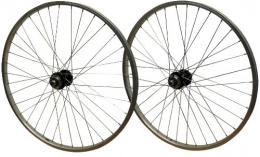 26" PAIR Bolted ScrewOn Quando Black 6 Bolt Disc Hub and Silver Rim MTB Bicycle Cycling Wheels