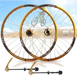 Samnuerly Mountain Bike Wheel 26" Wheels Set Mountain Bike Front And Rear Rim Quick Release Wheel Disc Brake 32H Hub 7 / 8 / 9 / 10 Speed Cassette (Color : Black, Size : 26inch) (Yellow 26inch)