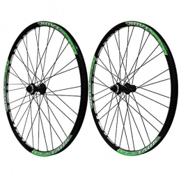 SN Spares 27.5 Inch Mountain Bike Wheel Set Bicycle Wheelset Center Locking Disc Brake Quick Release Hub Cycling Double Wall MTB Rim 7, 8, 9speed (Color : Green)