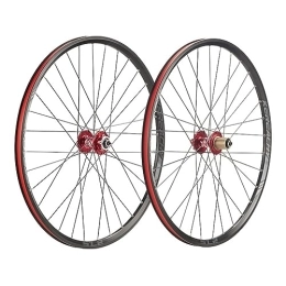ZFF Mountain Bike Wheel 27.5inch MTB Wheelset Disc Brake Quick Release Mountain Bike Wheel Ultra-light Aluminum Alloy Double Wall Rim 8 / 9 / 10 Speed Cassette 32 Holes Front And Rear Wheel (Color : Red)