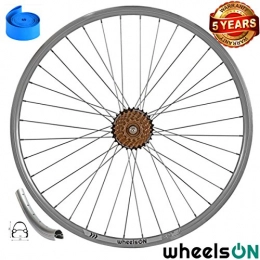 wheelsON Mountain Bike Wheel 700c 28"WheelsON Rear Wheel + 7 spd Shimano Freewheel Hybrid / Mountain Bike Silver 36H * 5 Years Warranty*