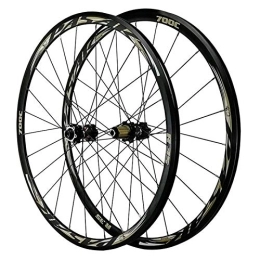 ZFF Mountain Bike Wheel 700C Disc Brake Road Bike Wheelset Thru Axle Mountain Bike Front + Rear Wheel Cyclocross Road V / C Brake 7 / 8 / 9 / 10 / 11 / 12 Speed (Color : Black)
