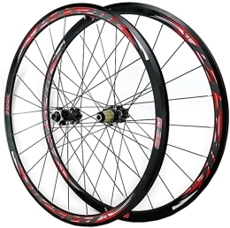 Samnuerly Mountain Bike Wheel 700C Front Rear Wheel Set, Disc Brake Road Hybrid / Mountain Bike V / C Brake 7 / 8 / 9 / 10 / 11 / 12 Speed Flywheels Wheelset (Color : Red, Size : QR)