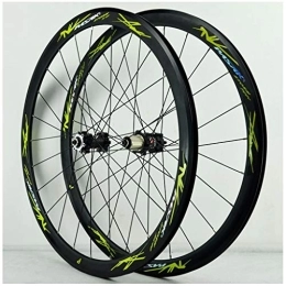 VPPV Spares 700C MTB Bike Wheelset 29 Inch Cycling Wheels Double Wall Aluminum Alloy 40mm V Brake Disc Brake Racing Bike Rim Wheel (Color : Green, Size : 700C)