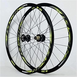 Samnuerly Mountain Bike Wheel 700C Road Bike Wheels V-Brake, Double Wall Aluminum Alloy C-Brake Mountain Bicycle Disc Brake QR 9MM Wheelset Rim High 30MM Wheelset (Color : Green, Size : 700C)