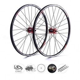 AIFCX Spares AIFCX 26 Inch Mountain Bike Wheelset, Double Wall Ultralight Carbon Fiber MTB Rim Disc Brake Hybrid 24 Hole Disc 7 8 9 10 Speed, Orange-26inch