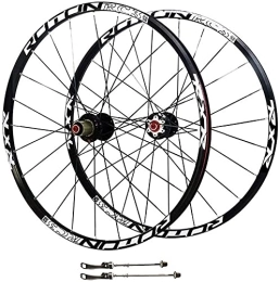 Auoiuoy Mountain Bike Wheel Auoiuoy Bicycle Wheelset, 26 / 27.5 / 29inch Hybrid Mountain Bike Wheels Double Wall MTB Rim Disc Brake Ultralight Carbon Fiber Quick Release 24H 9 / 10 / 11 Speed Bicycle Hub, Black-26inch