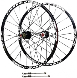 Auoiuoy Mountain Bike Wheel Auoiuoy Bicycle Wheelset, 26 / 27.5 / 29inch Hybrid Mountain Bike Wheels Double Wall MTB Rim Disc Brake Ultralight Carbon Fiber Quick Release 24H 9 / 10 / 11 Speed Bicycle Hub, Black-27.5inch