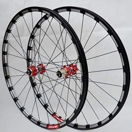 SN Spares Bicycle Front Rear Wheel Set 26 / 27.5 Inch Mountain Bike Ultralight Wheelset 24 Hole Straight Pull Disc Brake Double Wall Alloy Rim 7-11Speed (Color : Red Carbon Red Hub, Size : 26inch)