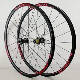 CWYP-MS Spares Bicycle Front & Rear Wheels 26 / 27.5 / 29in 700C Alloy Rim MTB Bike Wheelset 24H Disc Brake 8-12 Speed Thru Axle (Color : Red-A, Size : 27.5inch)