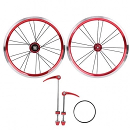 Shanrya Mountain Bike Wheel Bicycle Motocross Wheelset, Folding Bike Wheelset, Front 2 Rear 4 Bearing Aluminium Alloy 16in Speed Change for Mountain Bike Bicycle(red)