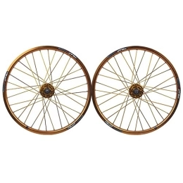 CTRIS Mountain Bike Wheel Bicycle Wheelset 20 Inch 406 MTB Bike Wheelset Disc Brake Bicycle Wheel Aluminum Alloy 32 Holes Wheel Card Hub Special Wheels For 7 8 9 10 Cassette Speed (Color : Gold)