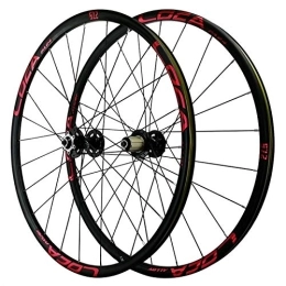 CTRIS Spares Bicycle Wheelset 26 / 27.5 / 29 In Bike Wheelset, Double Wall MTB Rim 4 Peilin Bearing Quick Release Disc Brake Mountain Cycling Wheels (Color : Black red, Size : 27.5in)