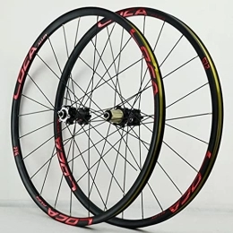 Generic Mountain Bike Wheel Bicycle Wheelset 26 / 27.5 / 29 Inch Mountain Bike Wheels Aluminum Alloy Lightweight Rim 24H Disc Brake Hub Quick Release MTB Wheel Set Fit 7-12 Speed Cassette 1680g (Color : Black Red, Size : 29 i