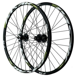 ZYHDDYJ Mountain Bike Wheel Bicycle Wheelset 26 / 27.5 / 29 Inch MTB Bike Wheelset Front 2 Rear 5 Bearing Bicycle Wheel Set Double Wall Rim 6 Nail Disc Brake Quick Release 3 Claw ( Color : Black Hub green label , Size : 26inch )