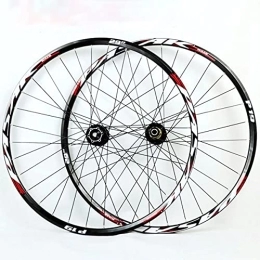 Asiacreate Mountain Bike Wheel Bicycle Wheelset 26 / 27.5 / 29 Inch Thru Axle Quick Release Disc Brake Rim 32H MTB Bike Wheelset 7-11 Speed Cassette Hub (Color : Red A, Size : 26'')