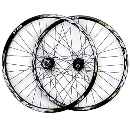ZYHDDYJ Mountain Bike Wheel Bicycle Wheelset 26" / 27.5" / 29" MTB Bike Front & Rear Wheel Set Cassette Disc Brake Wheelset Double Wall Alloy Rim Quick Release 32Holes 7 / 8 / 9 / 10 / 11 Speed ( Color : Black Hub green logo , Size : 26IN )