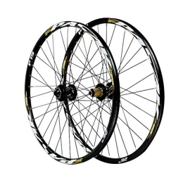 CTRIS Spares Bicycle Wheelset 26 / 27.5 / 29in Bicycle Wheelset, Aluminum Alloy Double Wall MTB Rim Front 2 Rear 4 Bearings Disc Brake 12 / 15MM Barrel Shaft (Color : Yellow, Size : 26in / 15mmaxis)