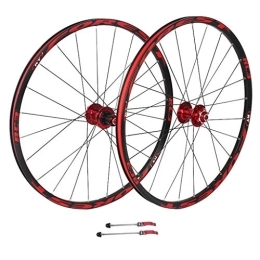 WRNM Spares Bicycle Wheelset 26 / 27.5 Inch Mountain Bike Wheelset, Double Wall Quick Release MTB Rim Sealed Bearings Disc Brake 8 9 10 Speed Red (Color : A, Size : 27.5inch)