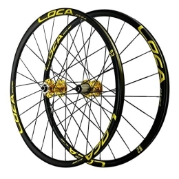 CTRIS Spares Bicycle Wheelset 26 / 27.5inch Bike Wheelset, Aluminum Alloy 24H Double Wall MTB Rim 8 / 9 / 10 / 11 / 12 Speed Disc Brakes Cycling Wheels (Color : Yellow hub, Size : 27.5in)