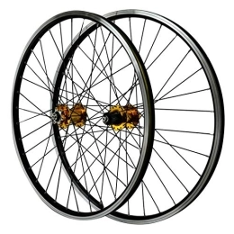 CTRIS Mountain Bike Wheel Bicycle Wheelset 26'' Bike Wheels, Mountain Bike Disc Brake Hub Quick Release Wheels Double-layer Aluminum Alloy Rim V Brake (Color : Yellow)