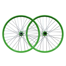 CTRIS Mountain Bike Wheel Bicycle Wheelset 26 Inch Bike Front Rear Wheel MTB Wheelset Double Wall Aluminum Alloy Disc Brake Cycling Bicycle 32 Hole Rim 7 / 8 / 9 Speed (Color : Green)